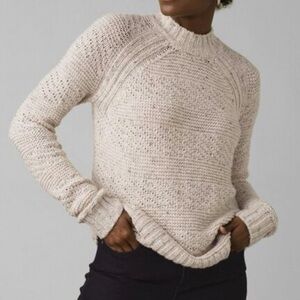 prAna Nemma Sweater In Oatmeal Marled Organic Cotton Blend Sz XL